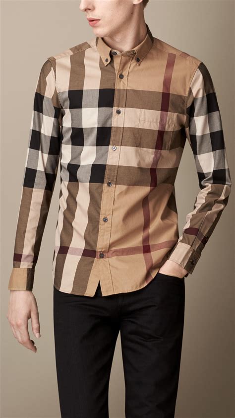 mens burberry camel shirt|Burberry men's shirts.